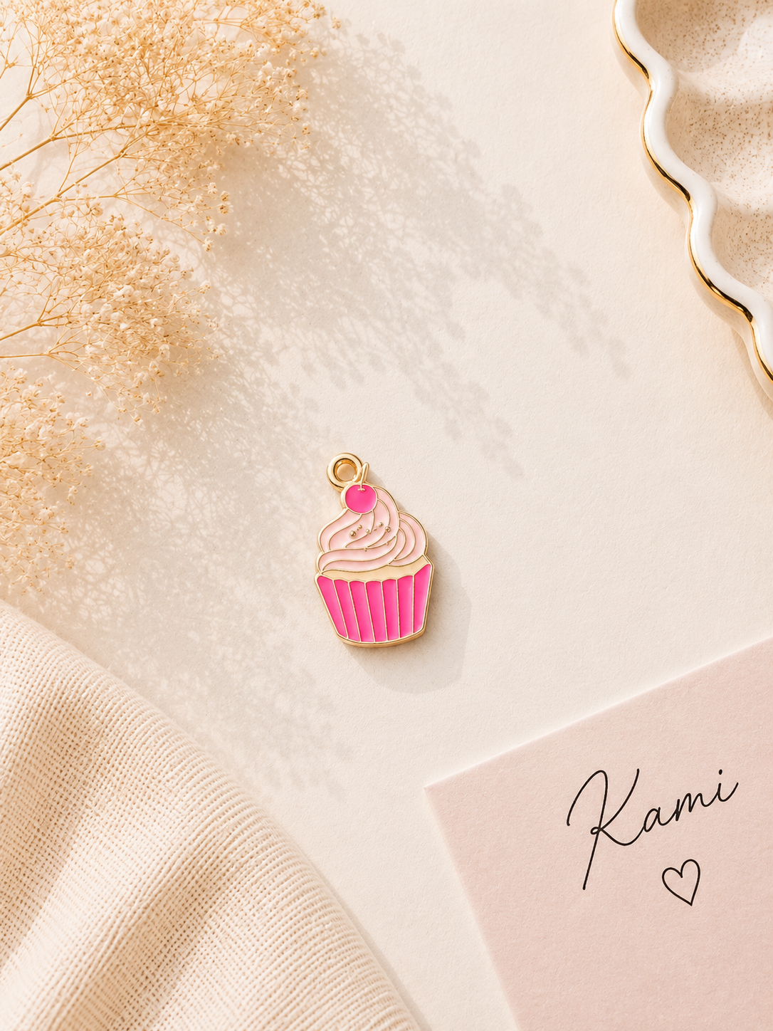 Pink Velvet Cupcake Charm