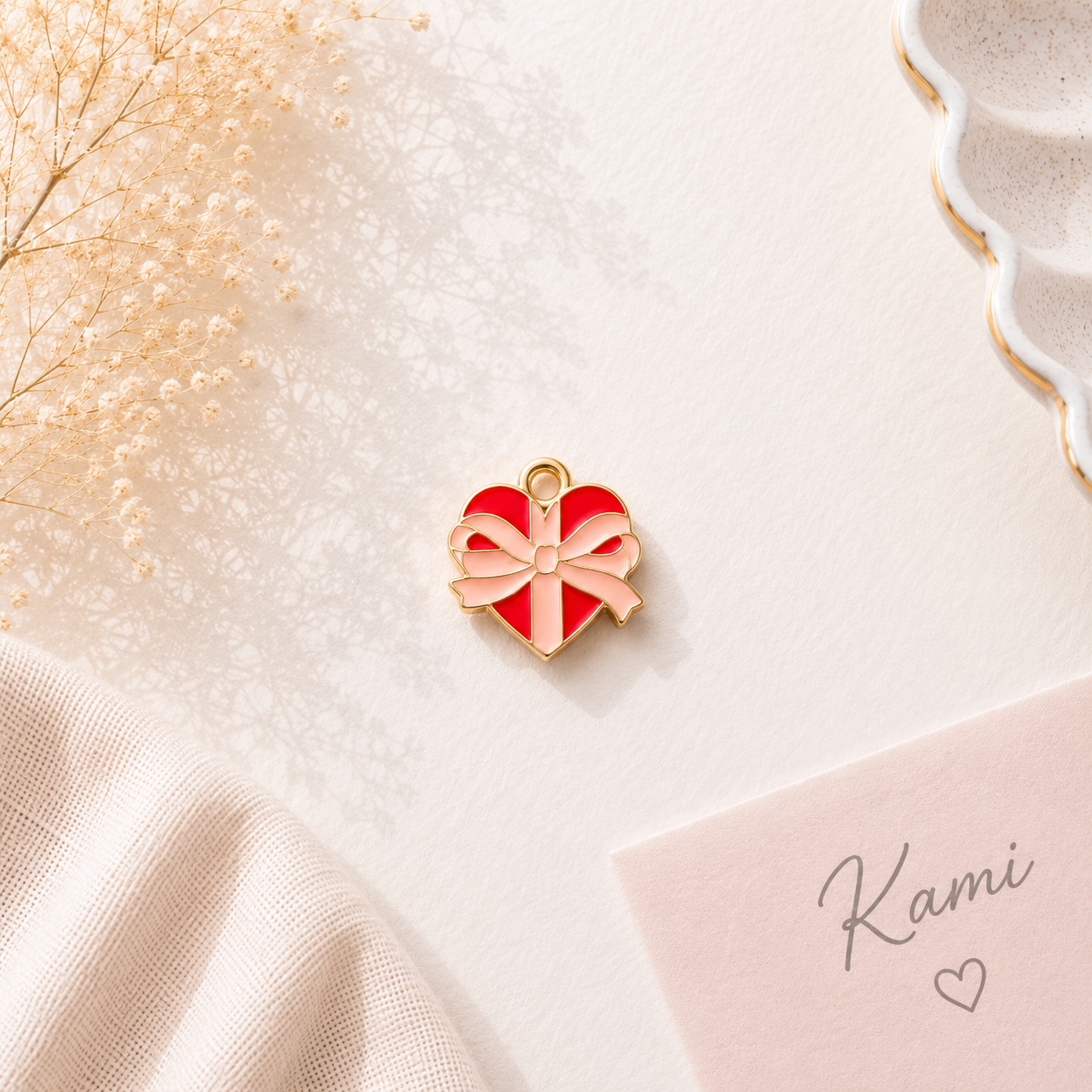 Ribboned Heart Charm